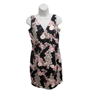 Jessica Howard Black Floral Sleeveless Shift Dress